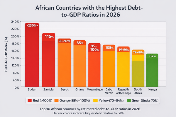 Top 10 African Countries with the Highest Debt-to-GDP Ratios in 2026